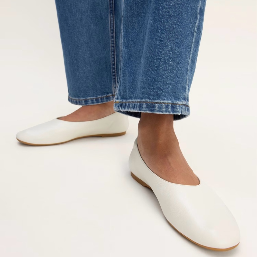 Everlane White Leather Ballet Flats